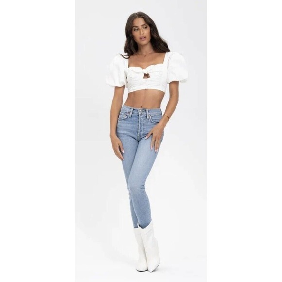 For Love And Lemons Jessie Crop Top in White Womens Size Small NWT $145 - Picture 7 of 16